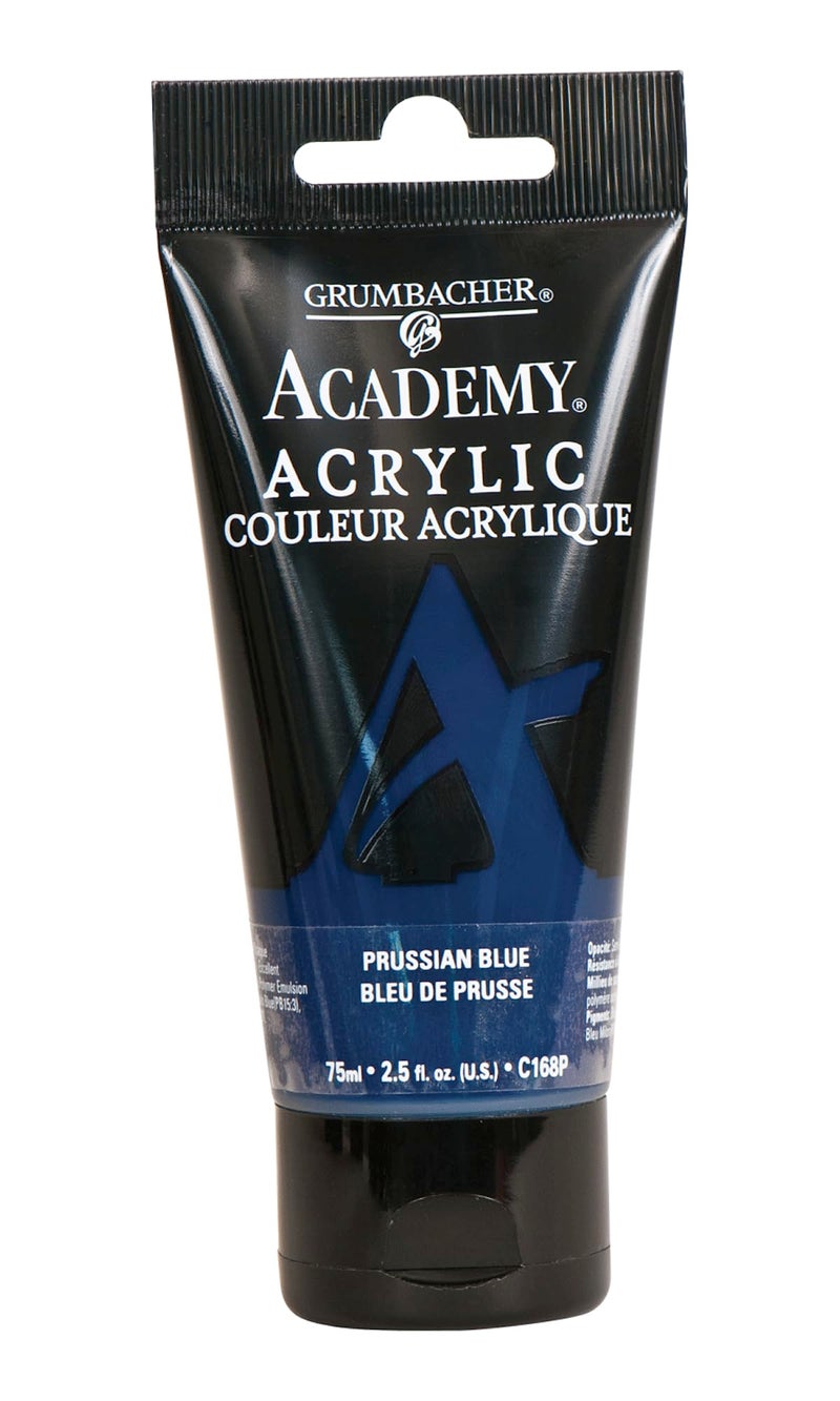 Grumbacher Academy Acrylic Paint, 75ml/2.5 Ounce Plastic Tube, Prussian Blue (C168P) - Image 1